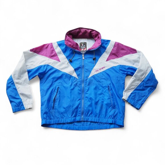 USA Olympic VTG Colorblock Full Zip Windbreaker Unisex M - Picture 1 of 12
